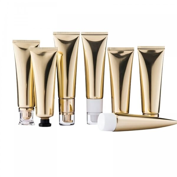 30ml 50ml 60ml 100ml 120ml ABL Shiny Gold metallic packing Aluminum Plastic Cream Lotion Tube Facial Cleansing Cosmetic Tube