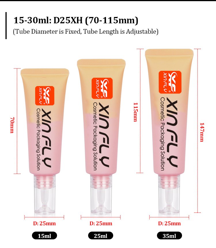 Diameter 30mm 30ml 50m Soft Cosmetic Tube with Dropper Squeeze Tube for Repairing Gel Face Eye Serum PETG Long Nozzle Clear Cap Tip Tube