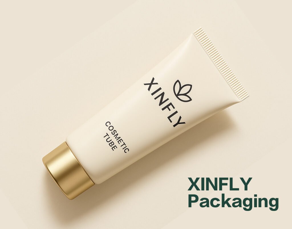 XINFLY Brand cosmetic plastic tube with gold cap for skincare packaging