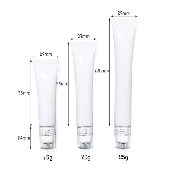 Empty Plastic Eye Cream Roll On Tubes Soft Cosmetic Squeeze Tube with Metal Roller Ball Massage Applicator